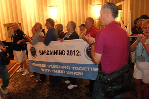 Retirees Executive waiting to enter hall