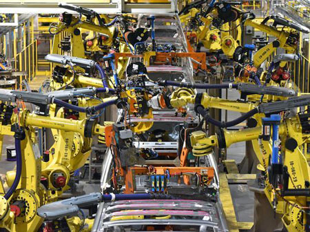 Bodies for the 2018 Ford Expedition and 2018 Lincoln Navigator move down the assembly line in the Kentucky Truck Plant, Feb. 2018. Ford has investment hundreds of millions in plant to produce the high-profit vehicles there. (Photo: Ford Motor Co.)